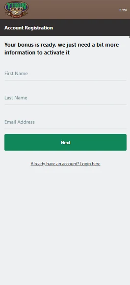 Step 1 - Enter name, last name, email